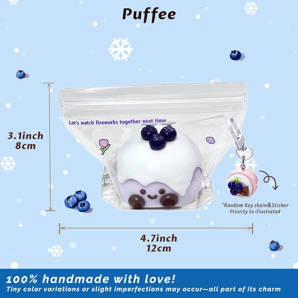 JC Giocattolo spatole in silicone alimentare con torta al mirtillo, Taba Squishy, adesivo morbido cremoso Giocattolo da spremere a rimbalzo lento, Gioco felice