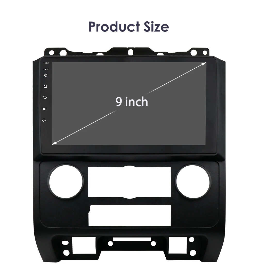 Hizpo 차량용 라디오, 포드 이스케이프 2007-2012, 9 인치 화면, 2 Din, 안드로이드 헤드 유닛, 스테레오, GPS 네비게이션, 멀티미디어 플레이어, 오디오 7862