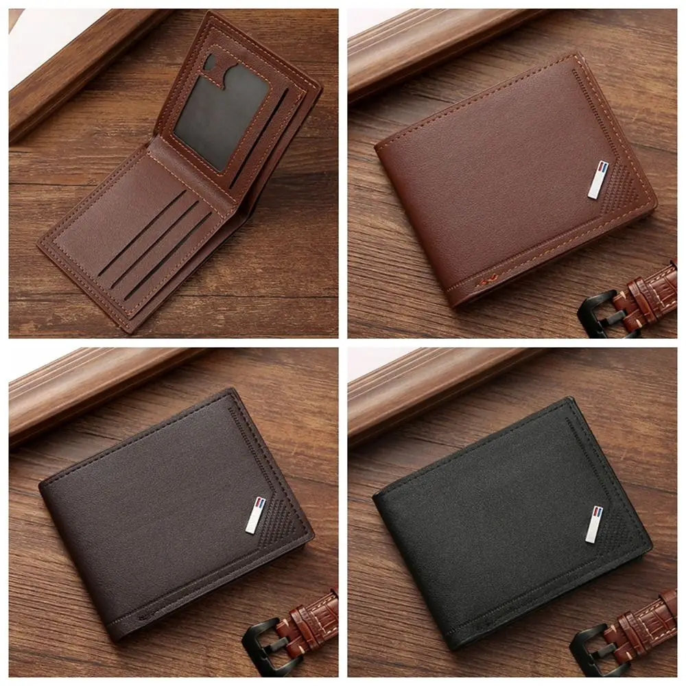 PU Leather Men's Short Wallet Large Capacity Multi-position Male Leather Purse Thin Korean Style Men Coin Pocket Shopping