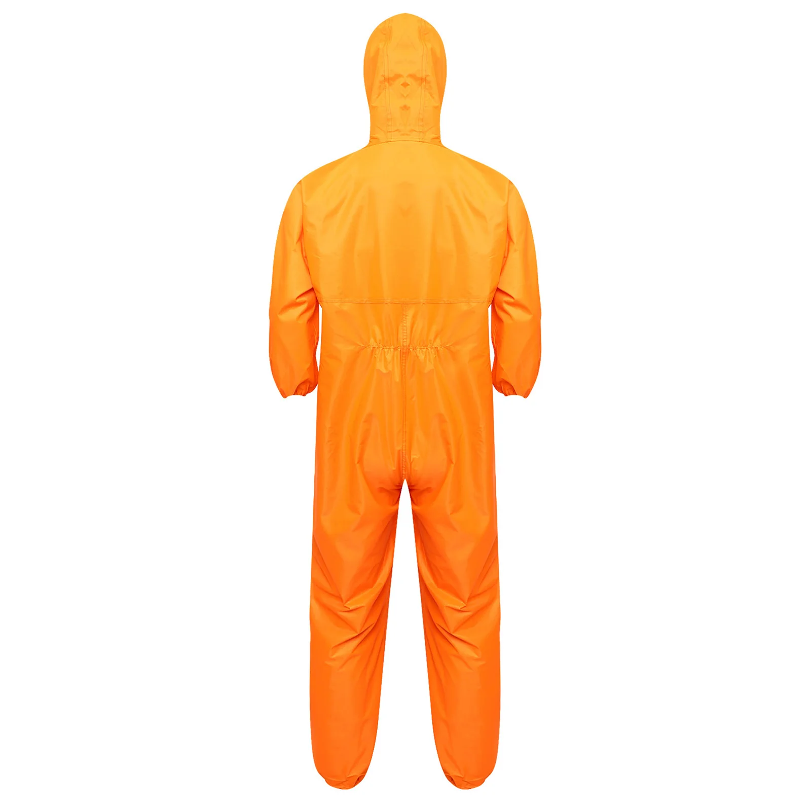 Unisex Adult Protective Coveralls with Hood Two-way Zipper Long Sleeve Joggers Jumpsuit Waterproof Full-body Workwear Raincoat