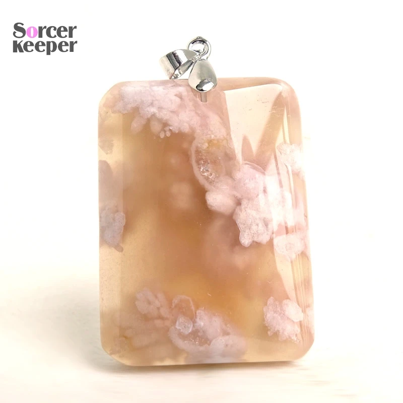 Women & Men Fashion Jewelry Pendants Necklaces With Chain Cherry Blossoms Agate Beads Quartz Gemstone Colares Femininos BP018