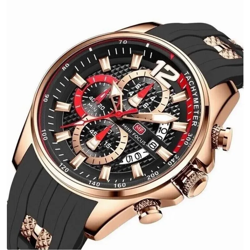 

Мужские часы Mini Focus с силиконовым ремешком, кварцевые водонепроницаемые светящиеся часы Reloj De Hombre Мужские кварцевые часы