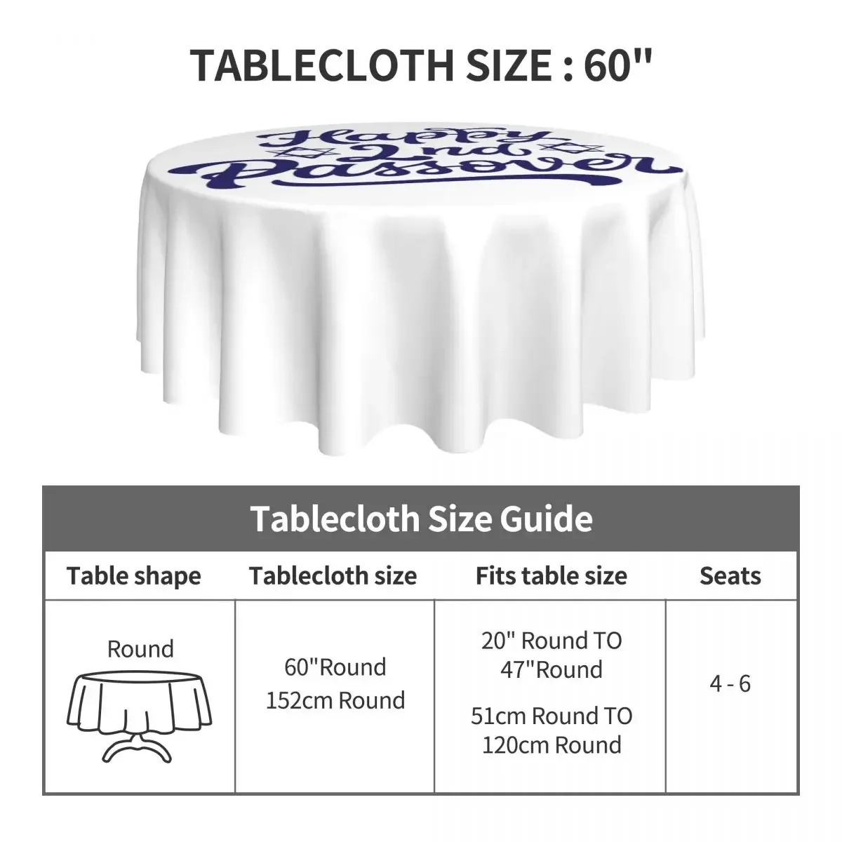 Jewish Passover Round Tablecloth Blue Stripe Pattern Table Cover For Events Christmas Party Fashion Waterproof Table Cover