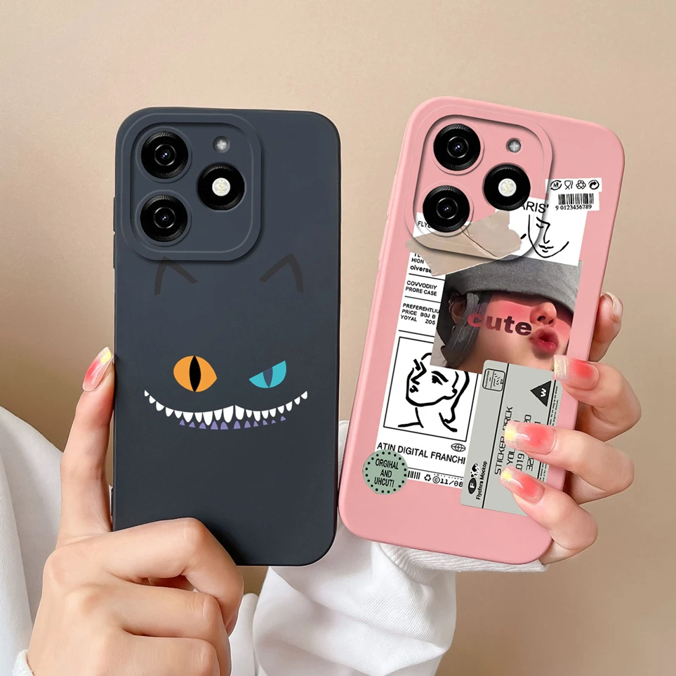 For Tecno Spark 20 20C Case Cute Cat Soft Silicone Back Cover Protective Funda For Spark20 KJ5 Carcas Spark20C BG7n Phone Coque