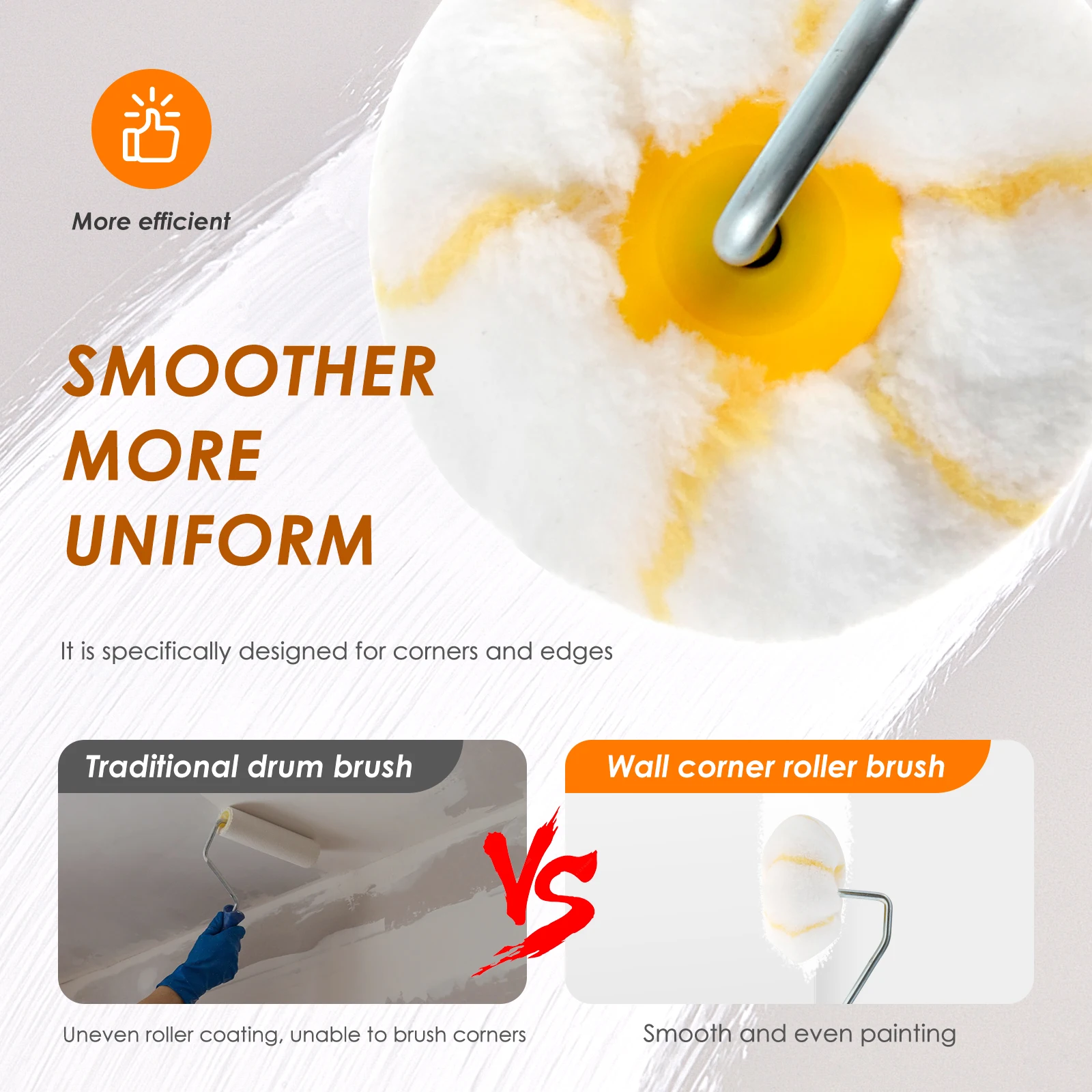 Kit de rouleau de peinture d'angle pour cloisons sèches, outil de rouleau d'angle, coupe-bordure, facile à nettoyer, efficace