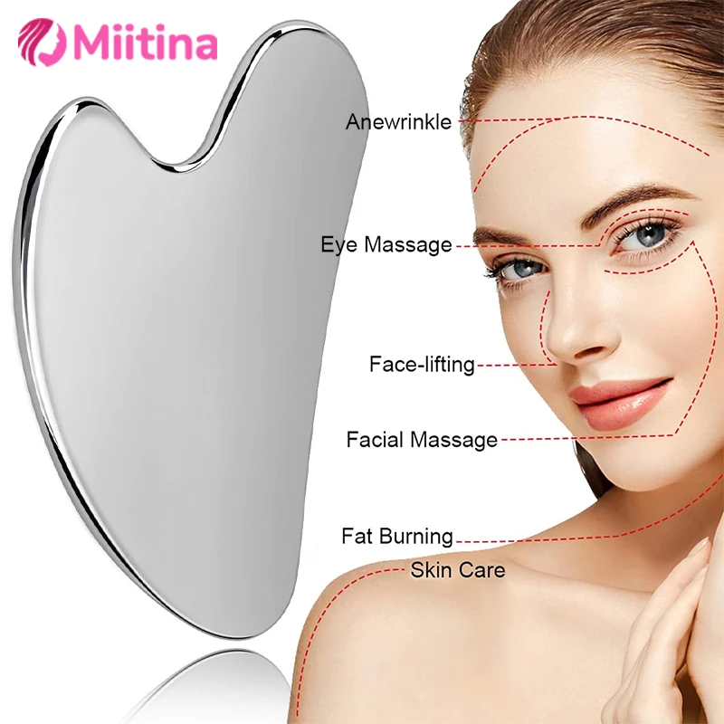 

Gua Sha Natural Stainless Steel Scraper Massager Facial Skin Care Guasha Board Face Massager Board Body Relaxation Stress