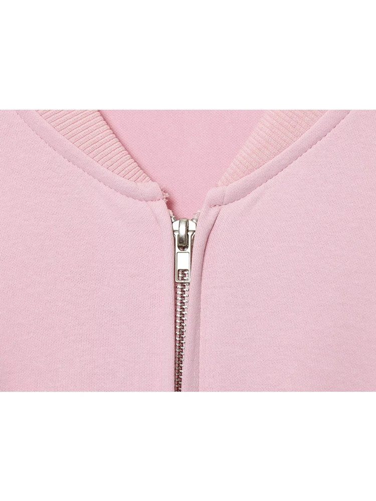 TFMLN سروال نسائي غير رسمي مكون من قطعتين بلون سادة وأكمام طويلة وسحاب علوي وسراويل مضيئة برباط ملابس خروج نسائية