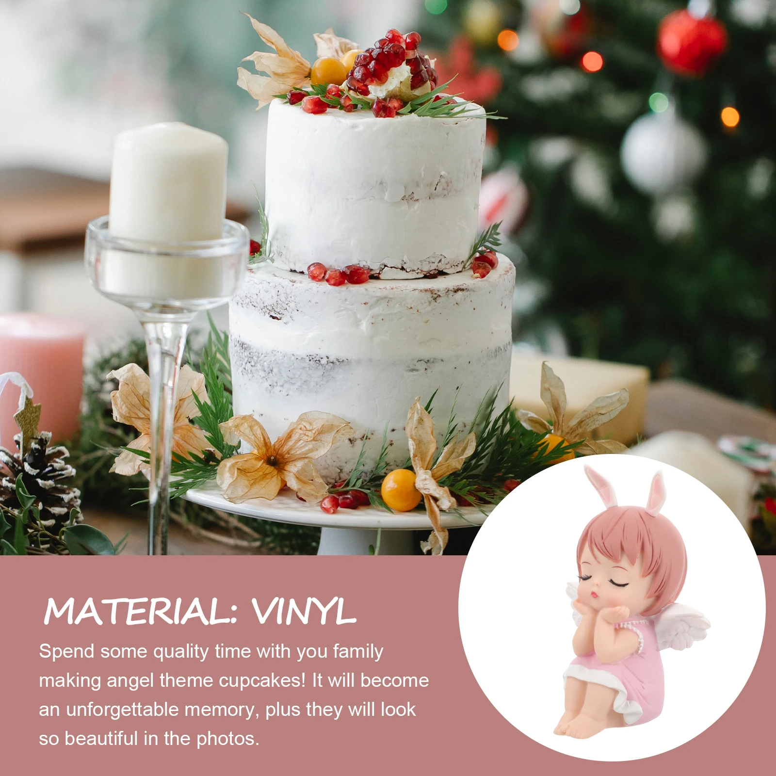 

Cartoon Decoration Vinyl Dessert Ornament Baking Decor Desktop Party Topper Birthday Angel Ornament Adorable