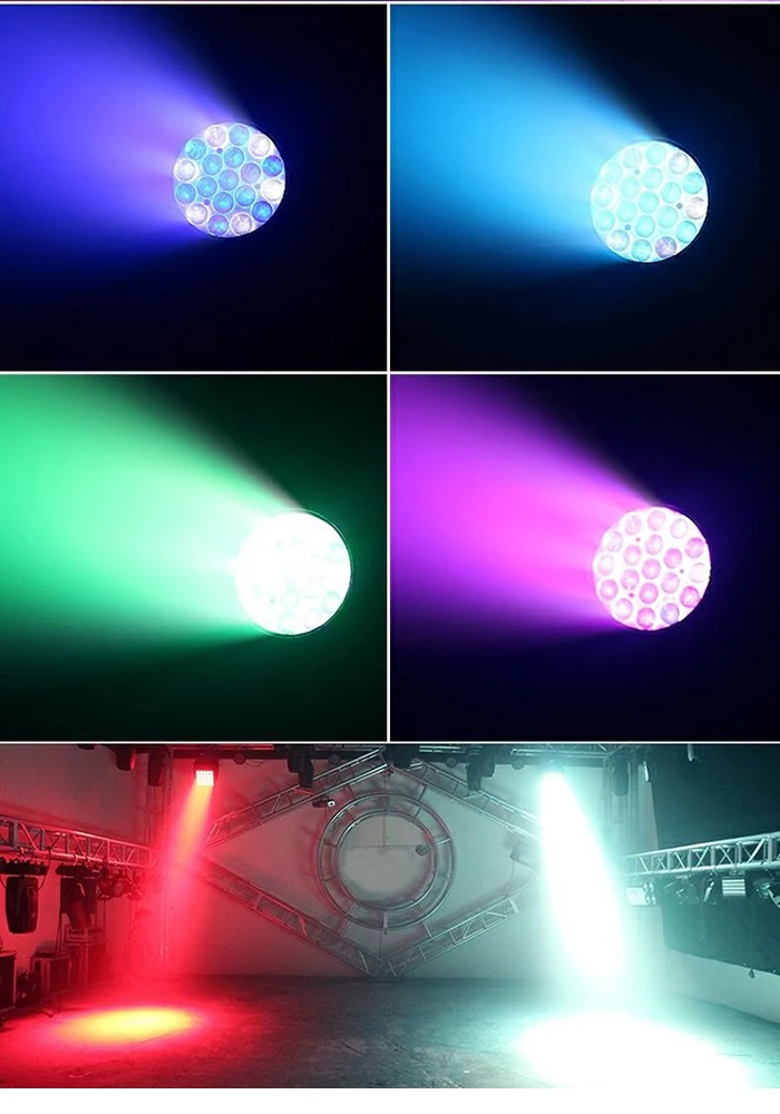 LED Moving Head Light 4-in-1 19x15W RGBW Zoom Lighting DXM ist geeignet für DJ Disco Bar Party Bühnenbeleuchtungsausrüstung. – Detail 9