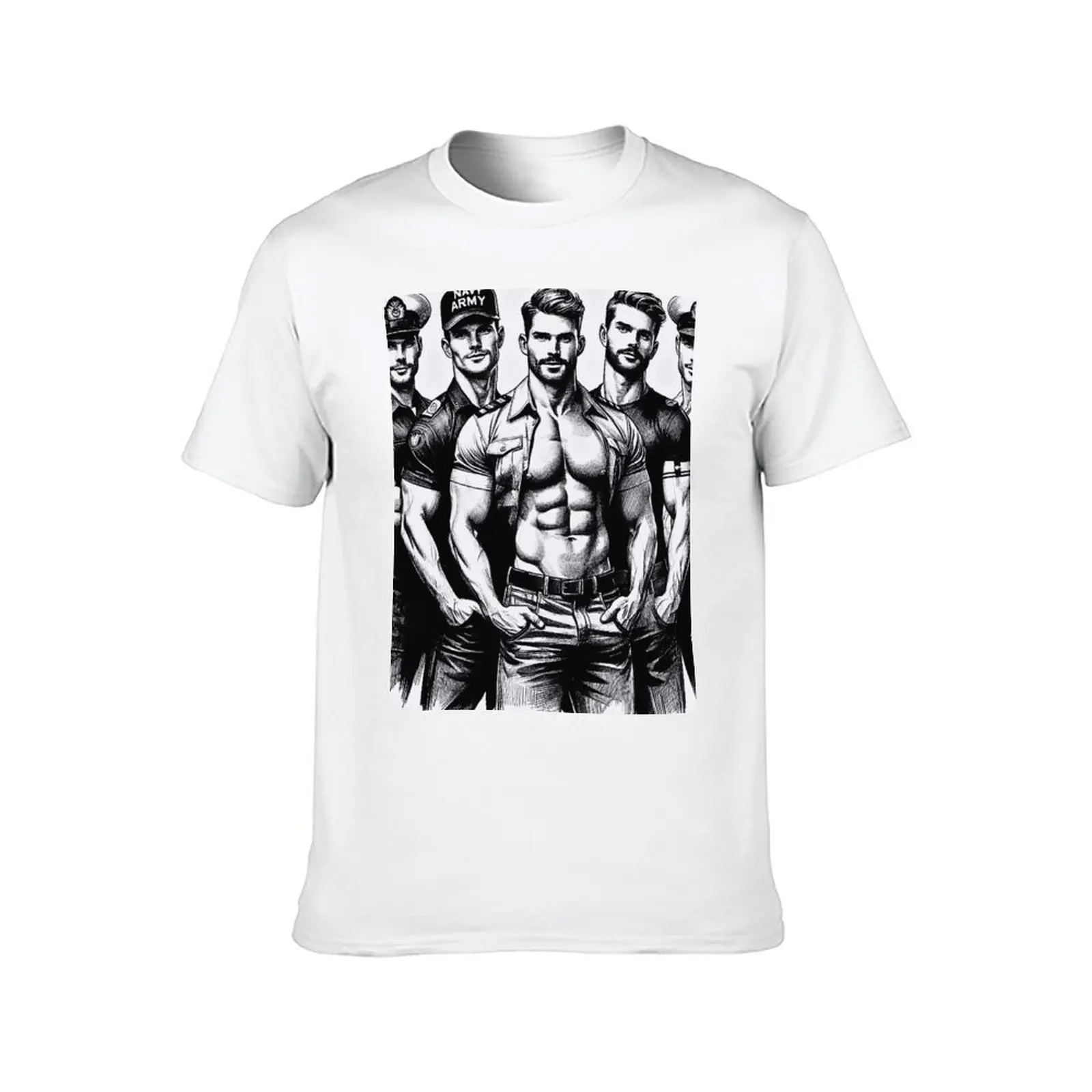 At Your Service Tom of Finland Tribute Military Gay Pride Graphic Design T-Shirt man t shirt cotton T-Shirt