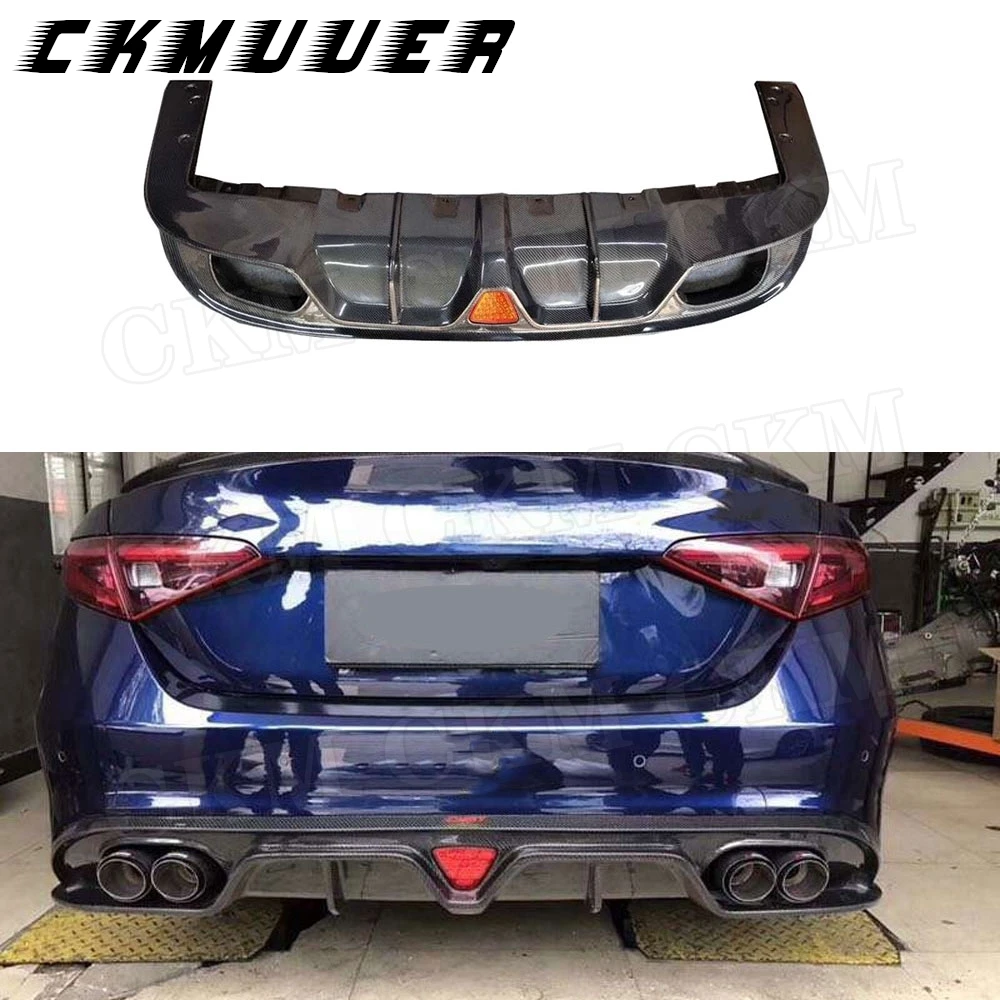 

CKMUUER Углеродное волокно с лампой, задний диффузор, спойлер для Alfa Romeo Giulia Sedan, 4-дверный 2016 2017, FRP, защита бампера, комплекты кузова