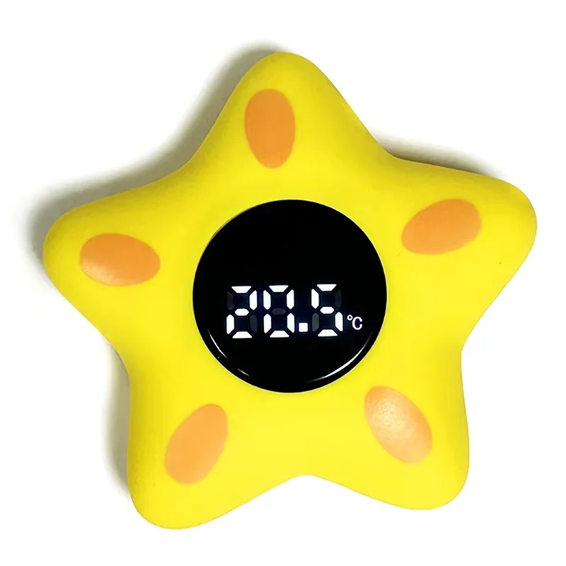 A30F-Baby Bath Temperature Gauge, Yellow Pentagram, Electronic, IP67 Waterproof, Quick & Accurate Measurement