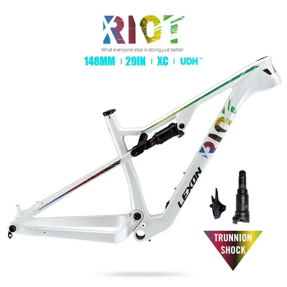 Рама LEXON RIOT Carbon XC MTB, 29er, полная подвеска, 120 мм, 2100 г, Boost 148 Trunnion Xfusion Rockshox, быстрая доставка