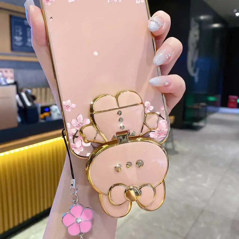 محظوظ البرسيم حزام الحبل الوردي زهرة حامل هاتف الحال بالنسبة Oneplus 9 9r 8T 10 Ace 11 11R 12 Pro Ace 2b 2 3 3 فولت حامل غطاء