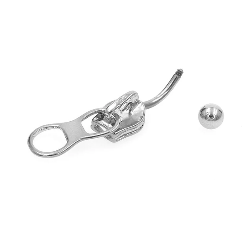 Punk Belly Button Rings Stainless Steel Navel Nail Creative Zipper Navel Ring For Women Girls Body Piercing Jewelry Gifts