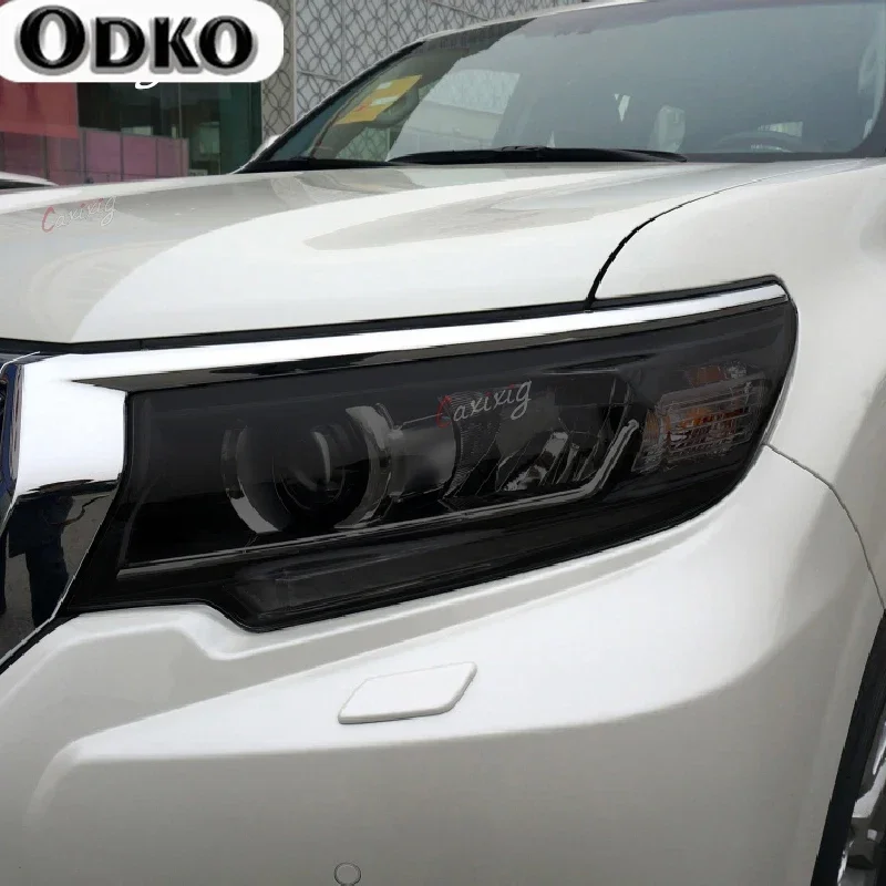 

2Pcs Car Headlights Protection Tint Film Smoke Black Transparent Light TPU Sticker For Toyota Land Cruiser Prado 150 2017-2020