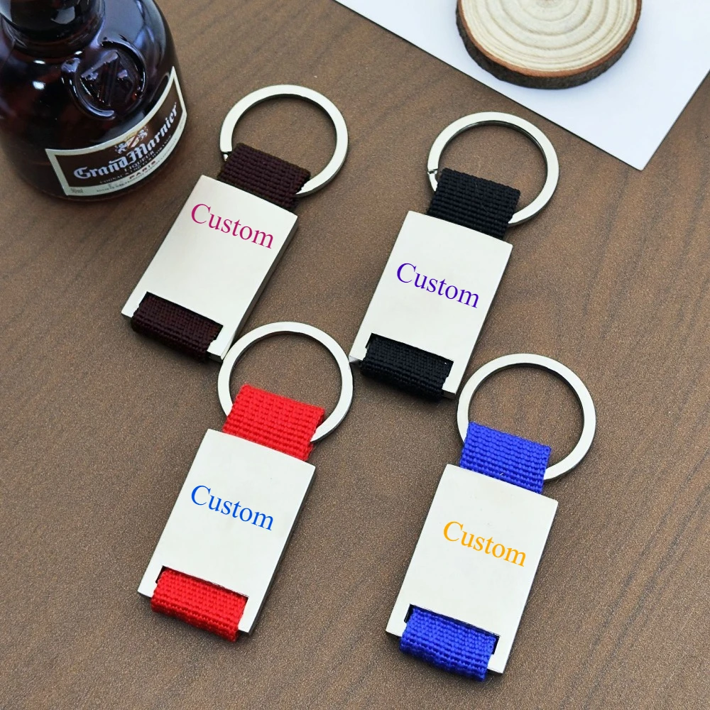 

Anti Loss Creative Pendant Metal Keychain Vintage Webbing Keyring Minimalist Key Car Customization Key Ring Private Woven Gift