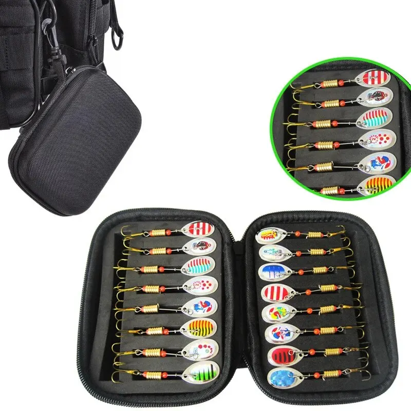 EVA Fishing Gear Three Hooks Storage Box Glitter Bag Fishing Bait False Bait Fly Hook Glitter Sea Fishing Tool Storage Bag