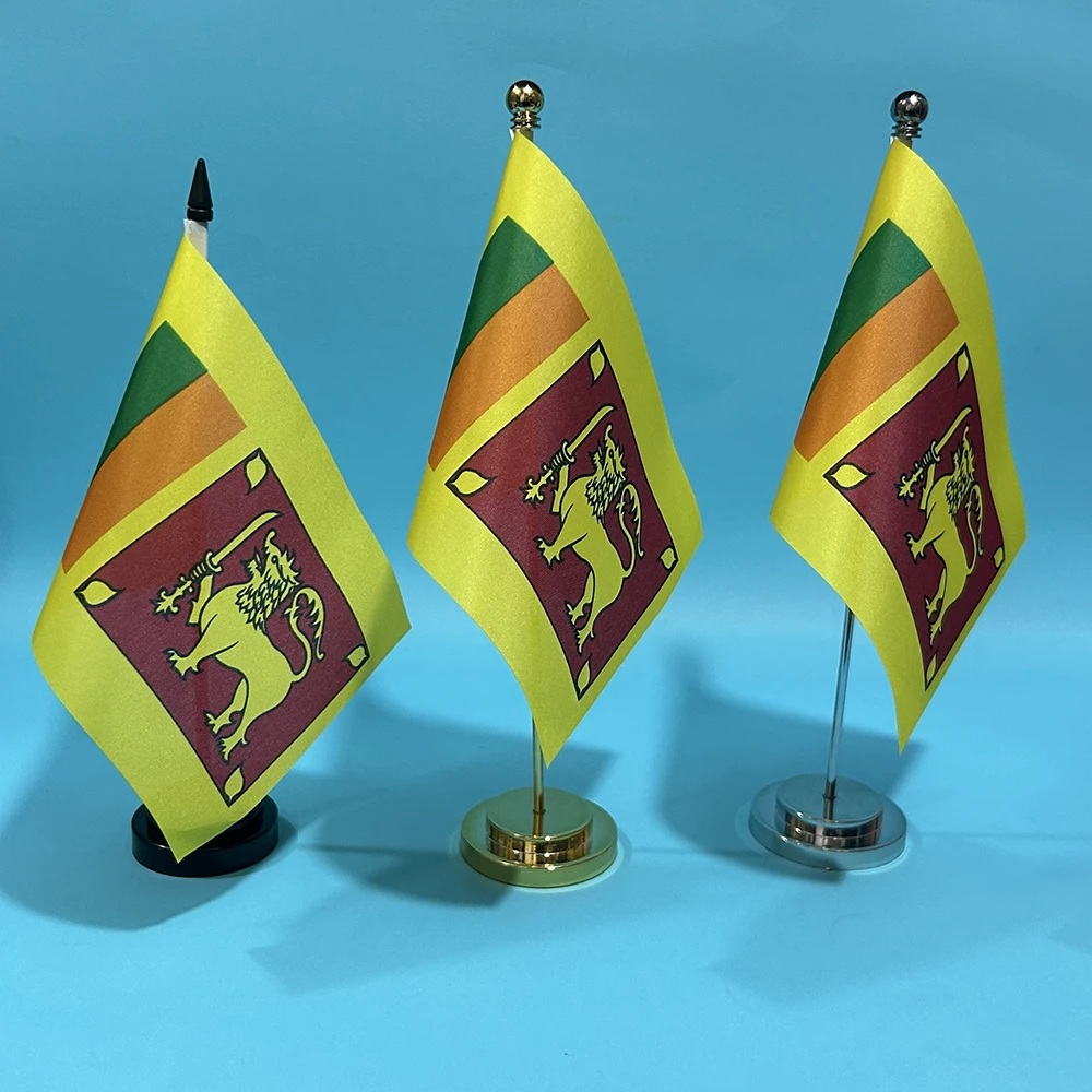 SKY FLAG Office Desk Flag of Sri Lanka Flag 14x21cm Polyester Desk Ornaments Banner Sri Lanka National Flags for Table Decoratio