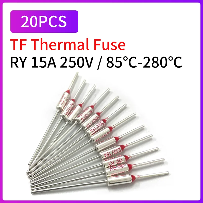 20 шт. термопредохранитель TF RY 15A 250 В, температура 65C 73C 75C 85C 100C 110C 120C 130C 152C 165C 172C 185C 192C 200C 216C 240C 280C