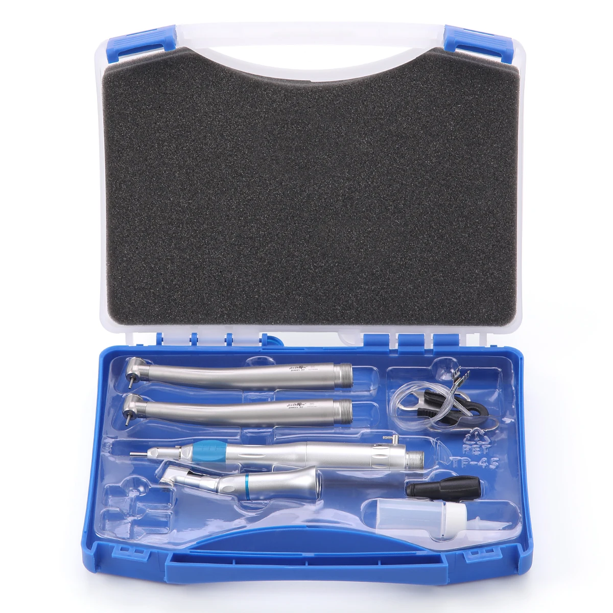 Dental High & Low Speed Handpiece Kit Standard Head Push Button Contra Angle Air Motor Straight Handpiece 2/4 Holes