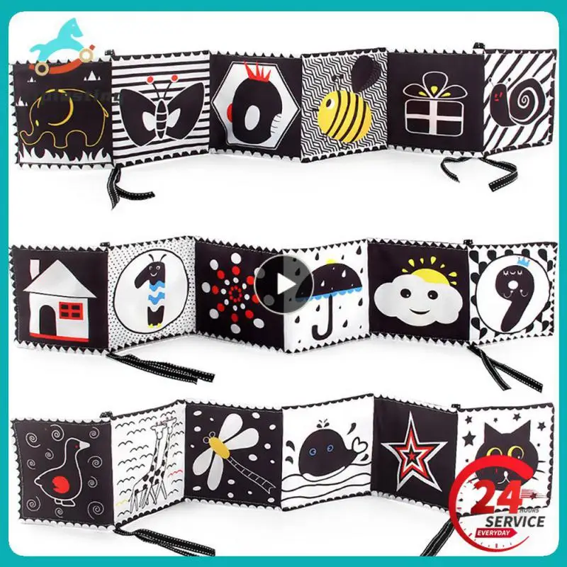 

Sensory Cloth Baby Book High Contrast Baby Toys 0-12 Months Newborn Crib Toys Black and White Animal Cloth Books Baby Book