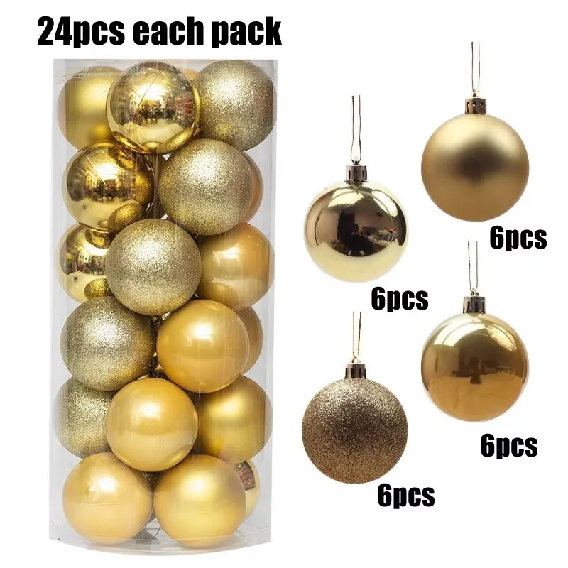 New 24pcs/Lot 8cm Color Decoration Ball Christmas Tree Hang Ornaments Shiny Bauble Ball For Home House Bar Party Decor