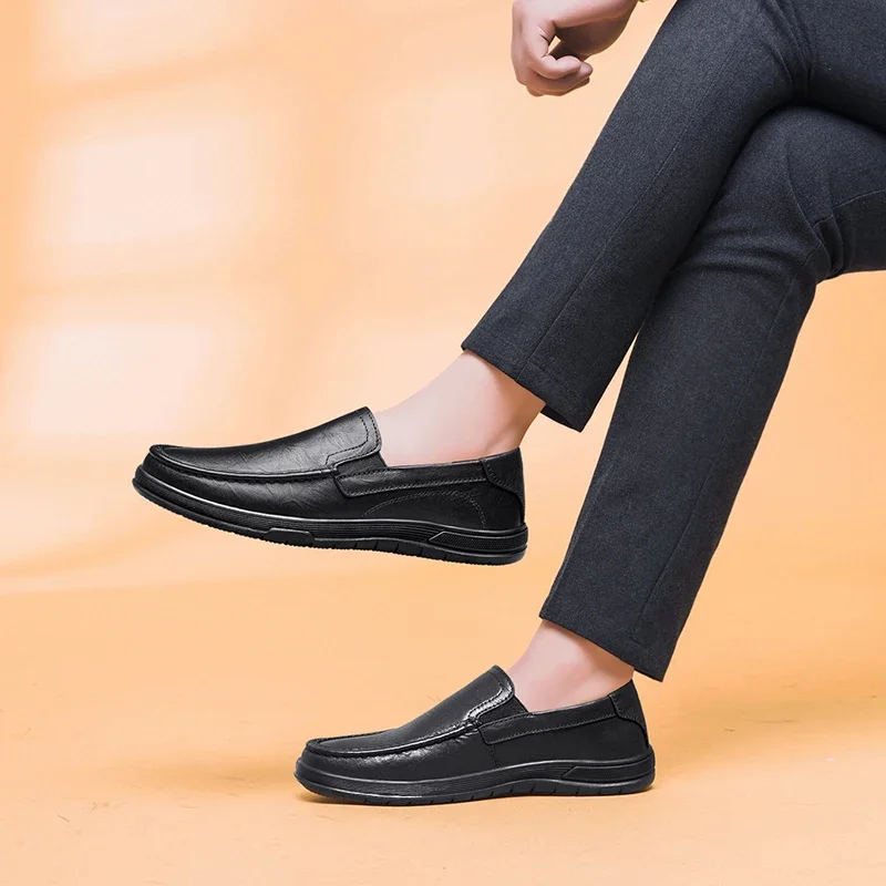 Genuine Leather Men Shoes Summer Luxury Brand 2021 Casual Slip on Formal Loafers Men Moccasins Italian Black Male Driving Shoes