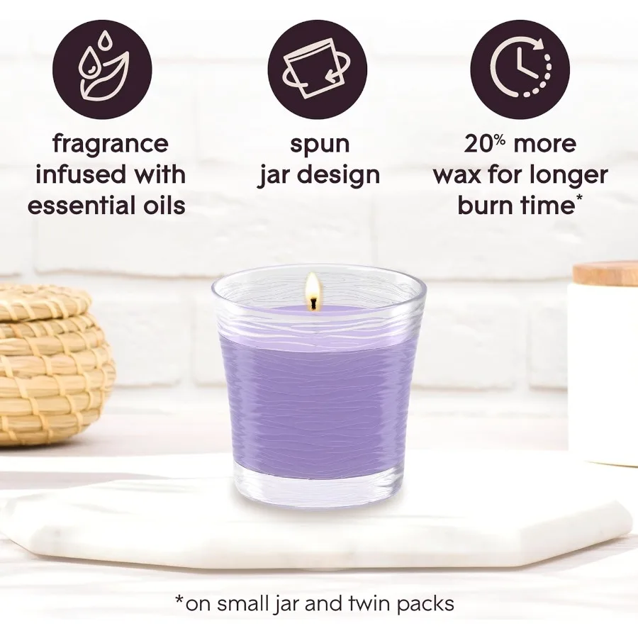 جرة شمعة معطرة بفتيل 1 معطر هواء من الخزامى الهادئ بالزيوت العطرية 4.08 أونصة للاسترخاء في أجواء المنزل Lo