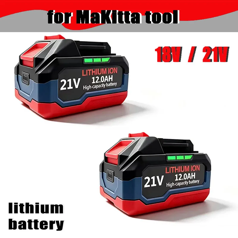 21V High Capacity 12000mAh Rechargeable Battery Compatible with Makita DGA404 DTW700 DHR202 DJV182 DDF487 Power Tools