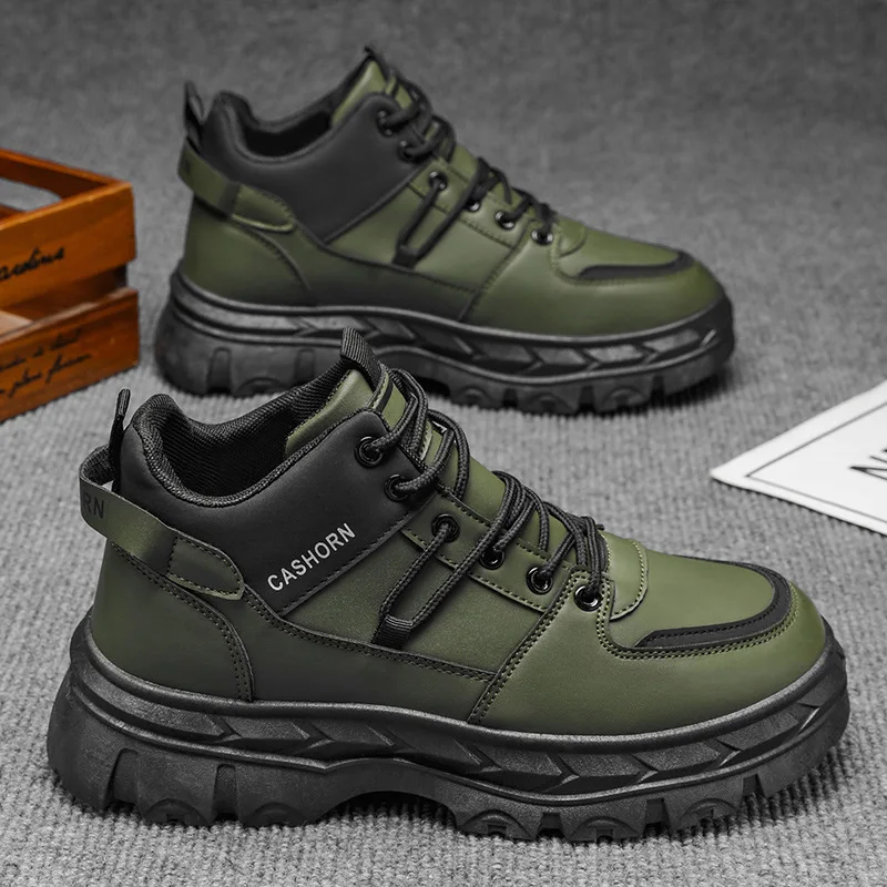 2025 Autumn New Men's Outdoor Wear-Resistant Tooling Boots Trendy High-Top Casual Shoes Fashion British Style Retro Mens Boots