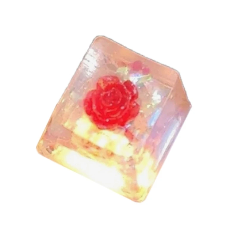 OEM Height Flower Keycap Elegant Resin Camellia Flower Keycaps with Backlights 1PC for Mechanical Keyboard Customization