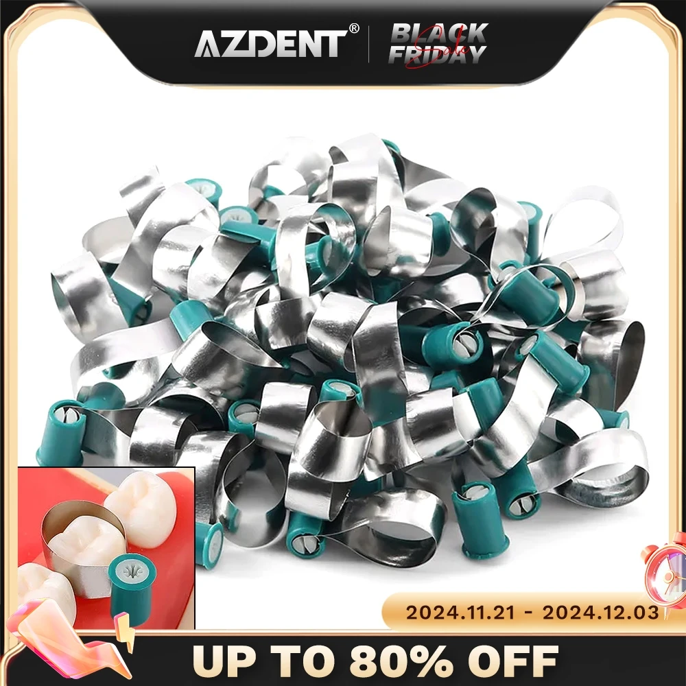 50pc/Box  AZDENT Dental Matrix Bands Steel Matrix Double-Side Contoured Anatomically Shaped Matrix Bands for Dentistry