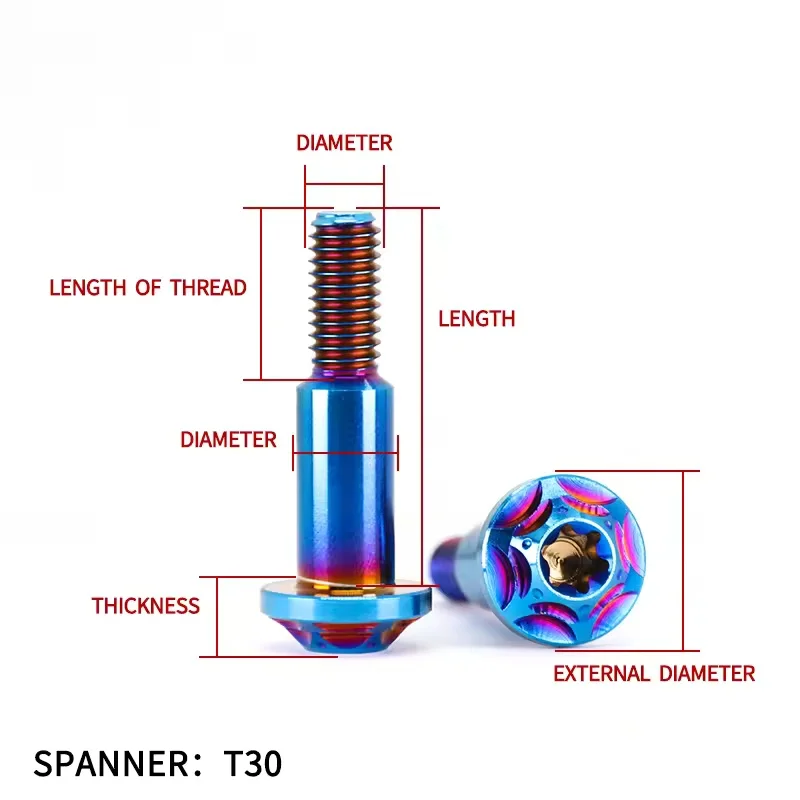 M6 x 30mm TC4 Titanium Alloy Motorcycle Disc Brake Handle Decorative Torx Screws Brake line Upper Pump Screw