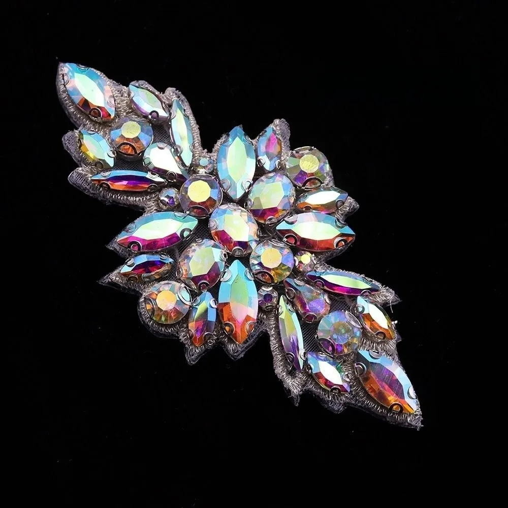 Glitter Rhinestone Applique Flatback Multi-functional Flower Patch Sequined DIY Clothes Decoration Iron On Applique