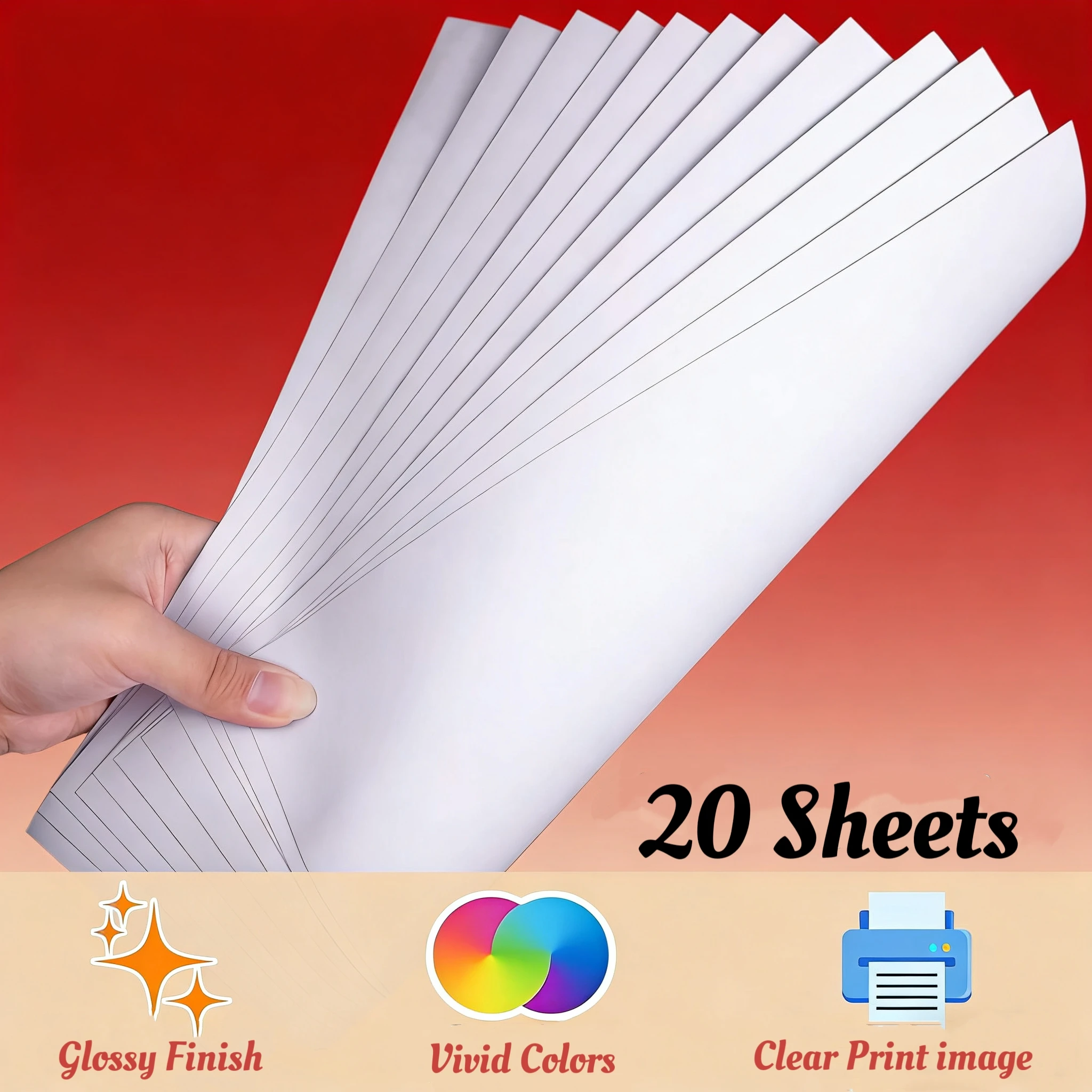 ESHANG Printable Vinyl Sticker Paper A4 20 Sheets Glossy White | Compatible with Inkjet & Laser Printers