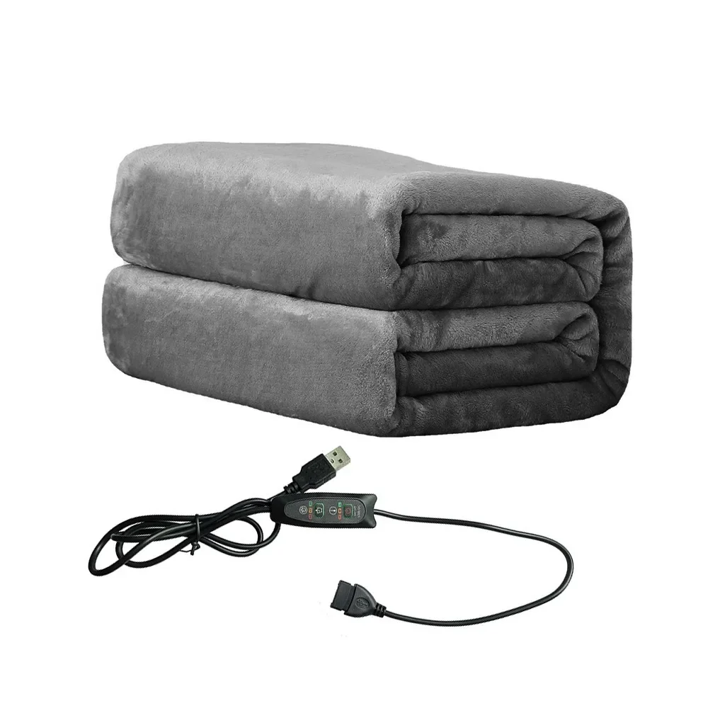 Winter Warmth USB Electric Heated Blanket Heating Levels Fleece Heated Blanket Portable Flannel Blanket Quickly Heated