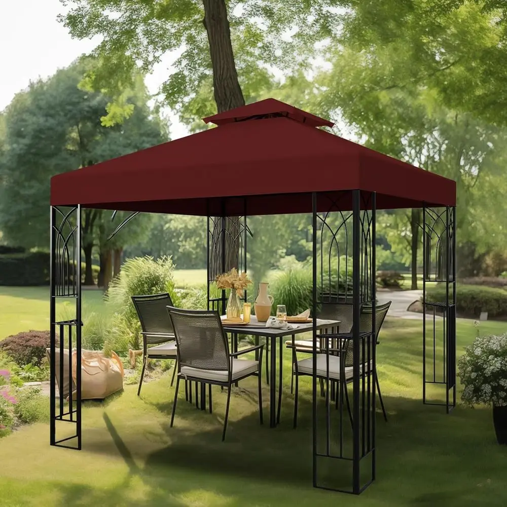 

Red 8x8 Outdoor Patio Gazebo with Shelves