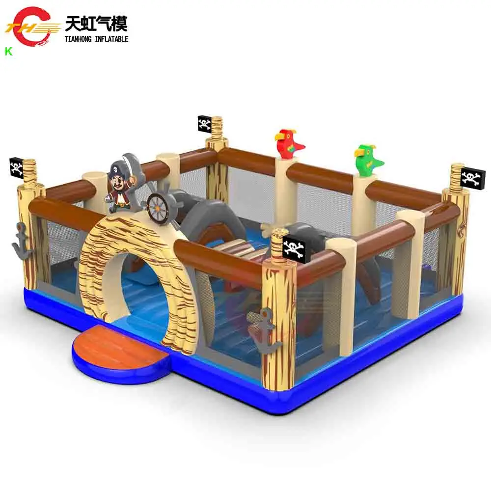 Aire de jeux gonflable Durable commerciale avec obstacles, château gonflable à thème Pirate, maison de saut Moonwalk