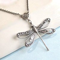 1 Pc Vintage Dragonfly Creative Personality Bohemian Silver Colour Classic Beaded Necklace Women Daily Party