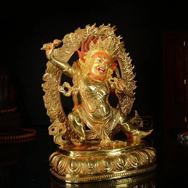 Wholesale Buddha 25CM HOME Talisman  Tibetan Buddhism KAIGUANG Vajrapani gold figure copper statue