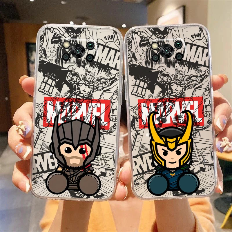 

Marvel Thor Loki Bear Phone Case For Xiaomi POCO F5 F4 F3 Pro GT M4 M3 Pro 5G X5 X4 X3 Pro NFC Liquid Silicone Cover