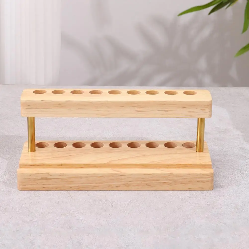 Rustic Desk Accessory Wooden Pen Holder with 9 Slots Cell Phone Stand Minimalist Office Decor Aesthetic Organizer for Desk