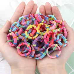 50-100pcs/1set Of Multipurpose Children Lovely Colorful Flower Clip Bb Clip Bamboo Knots Disposable Hair Ring Leather Band Hair