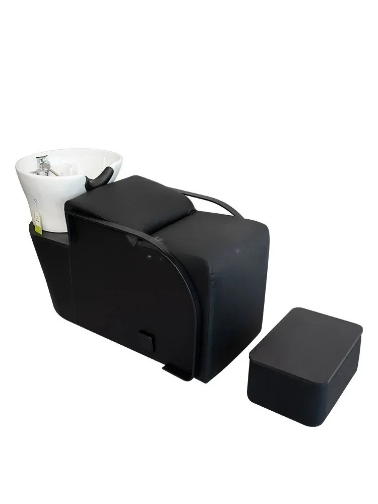 

Barber Shop Shampoo Chair Special High-End Comfortable Lying Half Flushing Bed Stainless Steel Ceramic Basin
