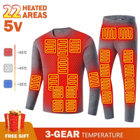 Winter Heated Underwear Suit USB Electric Powered Thermal Heating Jacket Ski T-Shirts Pants Sets Men Women Thermal Clothing