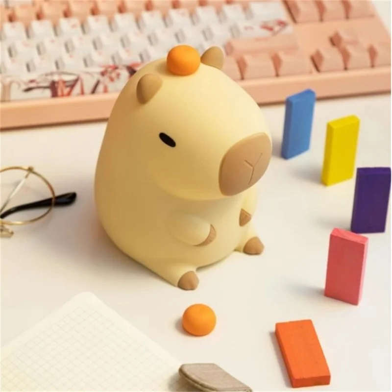 1PCS Capybara Night Light, Novelty Cartoon Capybara Shape Lamp Soft Silicone With Rchargeable And Touch Control