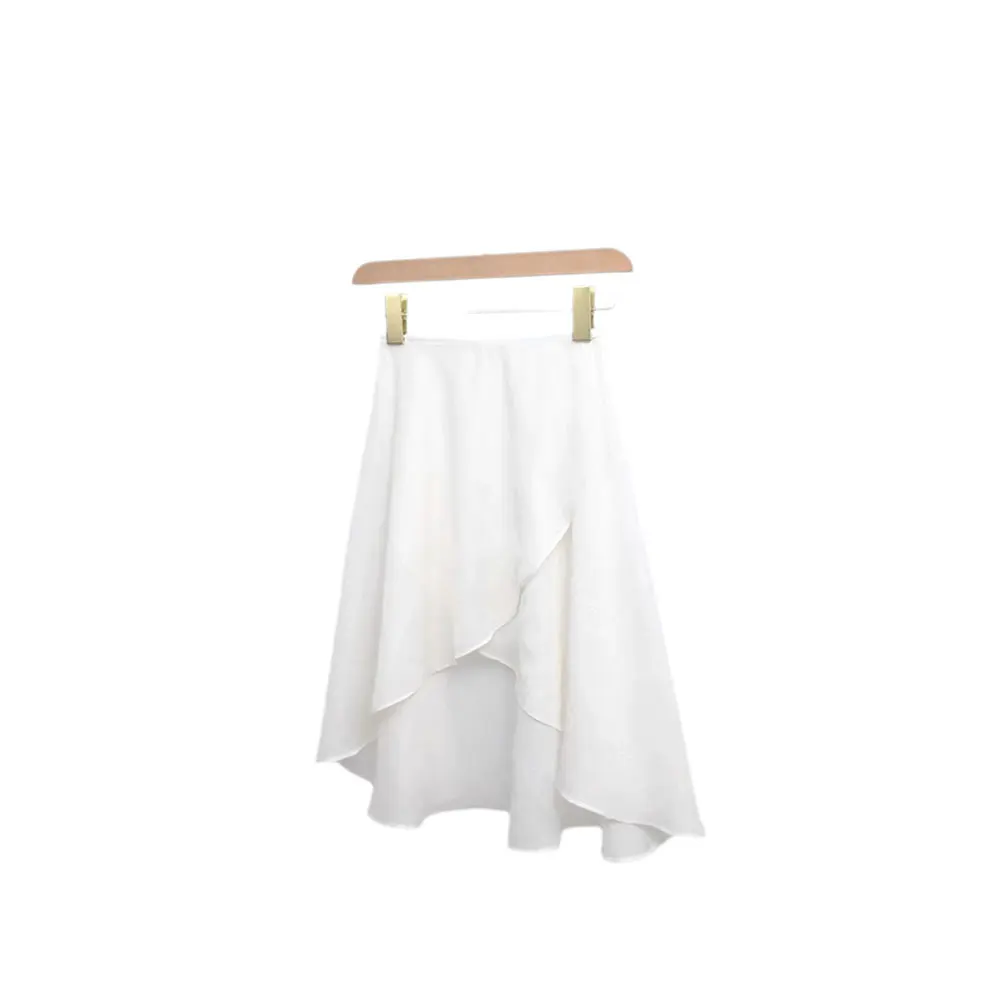 Ballet Gauze Skirt, White Lace Up Embossed Half Body Dance Practice Skirt, One-Piece Lace Up Gauze Skirt
