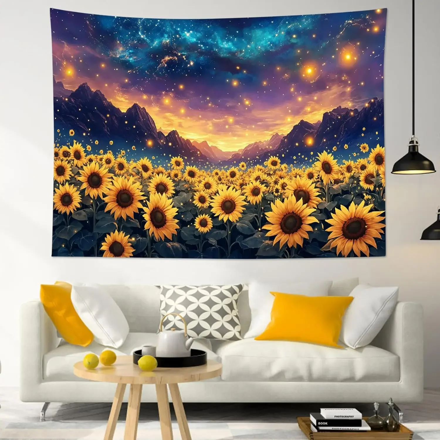 Sunflower Tapestry Wall Hanging Country Yellow Floral Botanical Tapestry Nature Landscape Wall Art for Living Room Dorm Decor