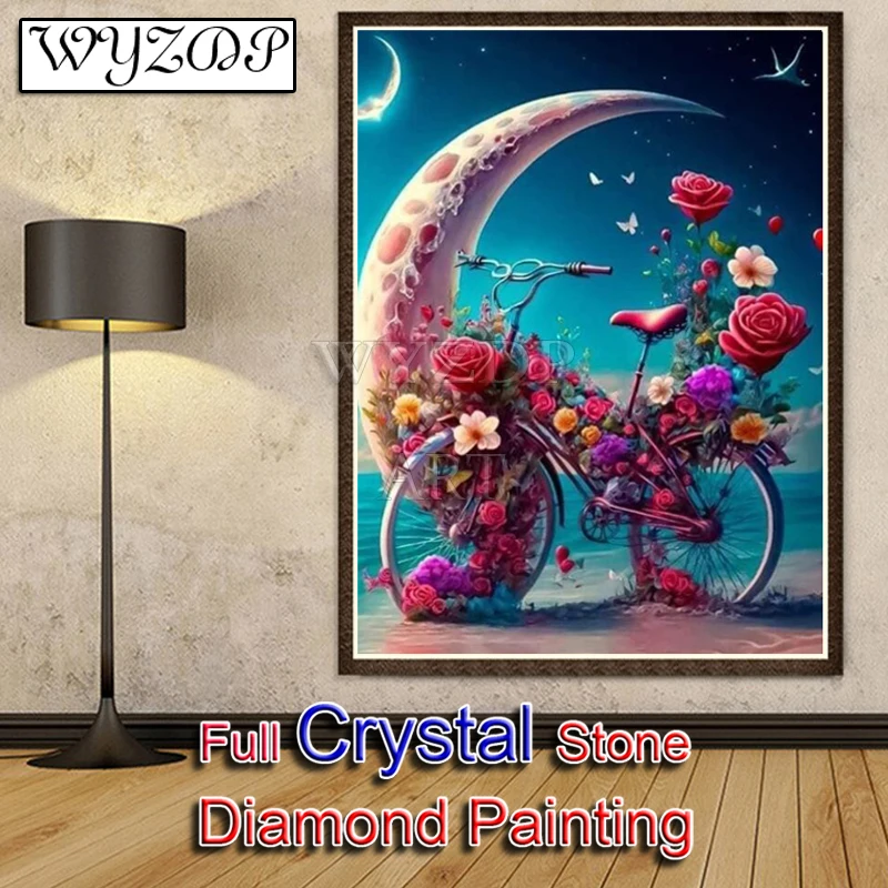 5d Diy Crystal Diamond Painting Flower Bike Full Square Mosaic Embroidery Cross Stitch Kits Diamond Art AB Home Decor 20230830